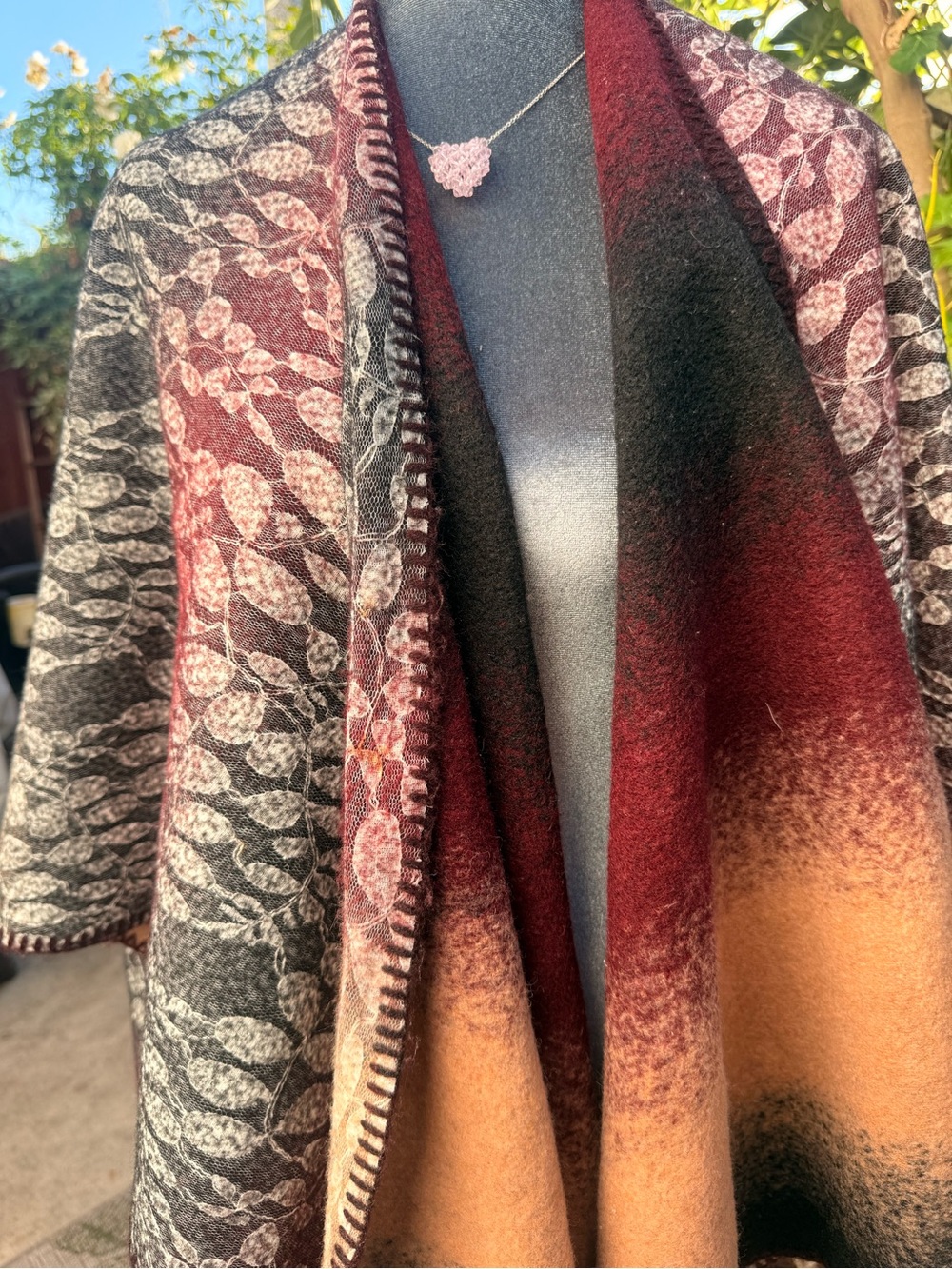 Anthro. Women’s Ombre Red to Tan Reversible Front Sweater Coat